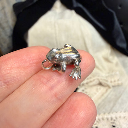 Dreamy Solid Sterling Silver Frog Pendant