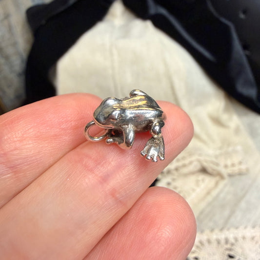 Dreamy Solid Sterling Silver Frog Pendant