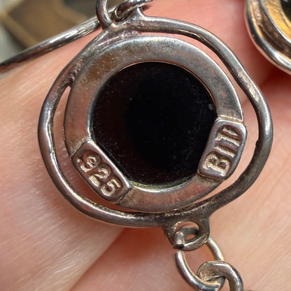 Dreamy Designer Sterling Silver Black Onyx Drop Earrings