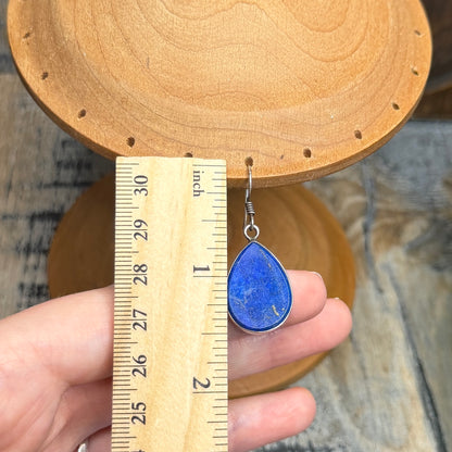 Chunky Sterling Silver Lapis Lazuli Teardrop Earrings