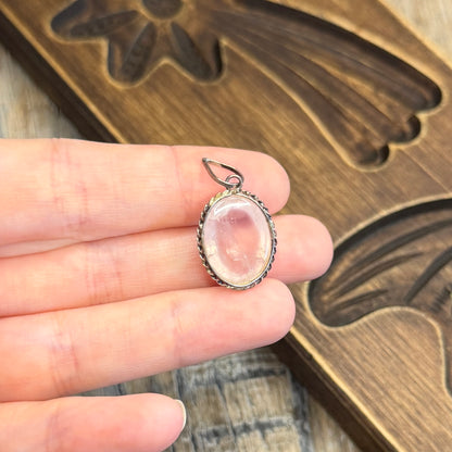 Dreamy Vintage Sterling Silver Rose Quartz Orb Pendant