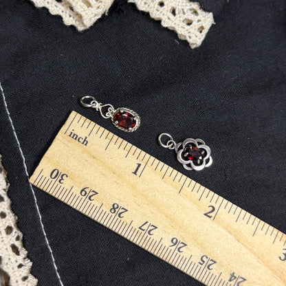 Gothic Sterling Silver Ornate Garnet Pendants