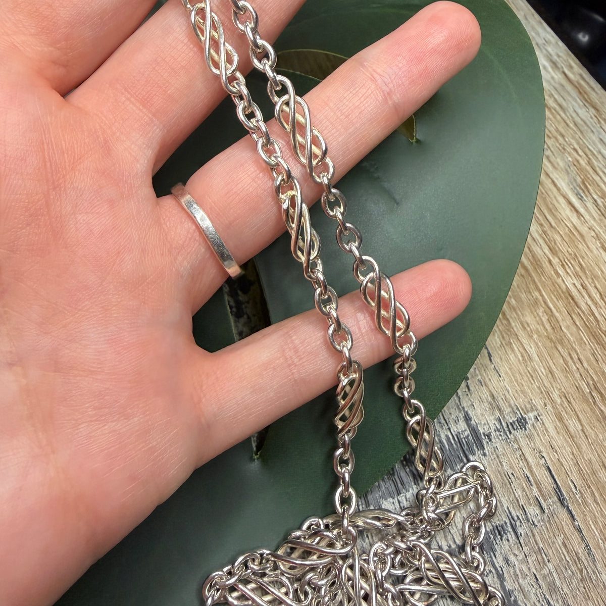 Sterling Silver Chunky Fancy Link 28 Inch Length Fully Hallmarked Chain