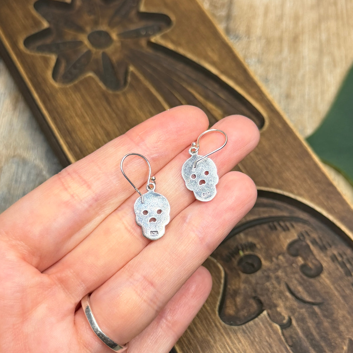 Gothic Sterling Silver Day of the Dead Skull Earrings