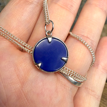 Celestial Sterling Silver Crescent Half Moon Face Pendant Necklace