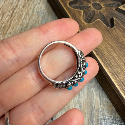 Carolyn Pollack Relios Southwestern Sterling Silver Turquoise Half Band Ring size R 1/2