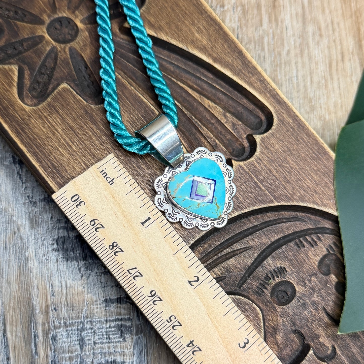 Carolyn Pollack Relios Southwestern Sterling Silver Turquoise Inlaid Heart Necklace
