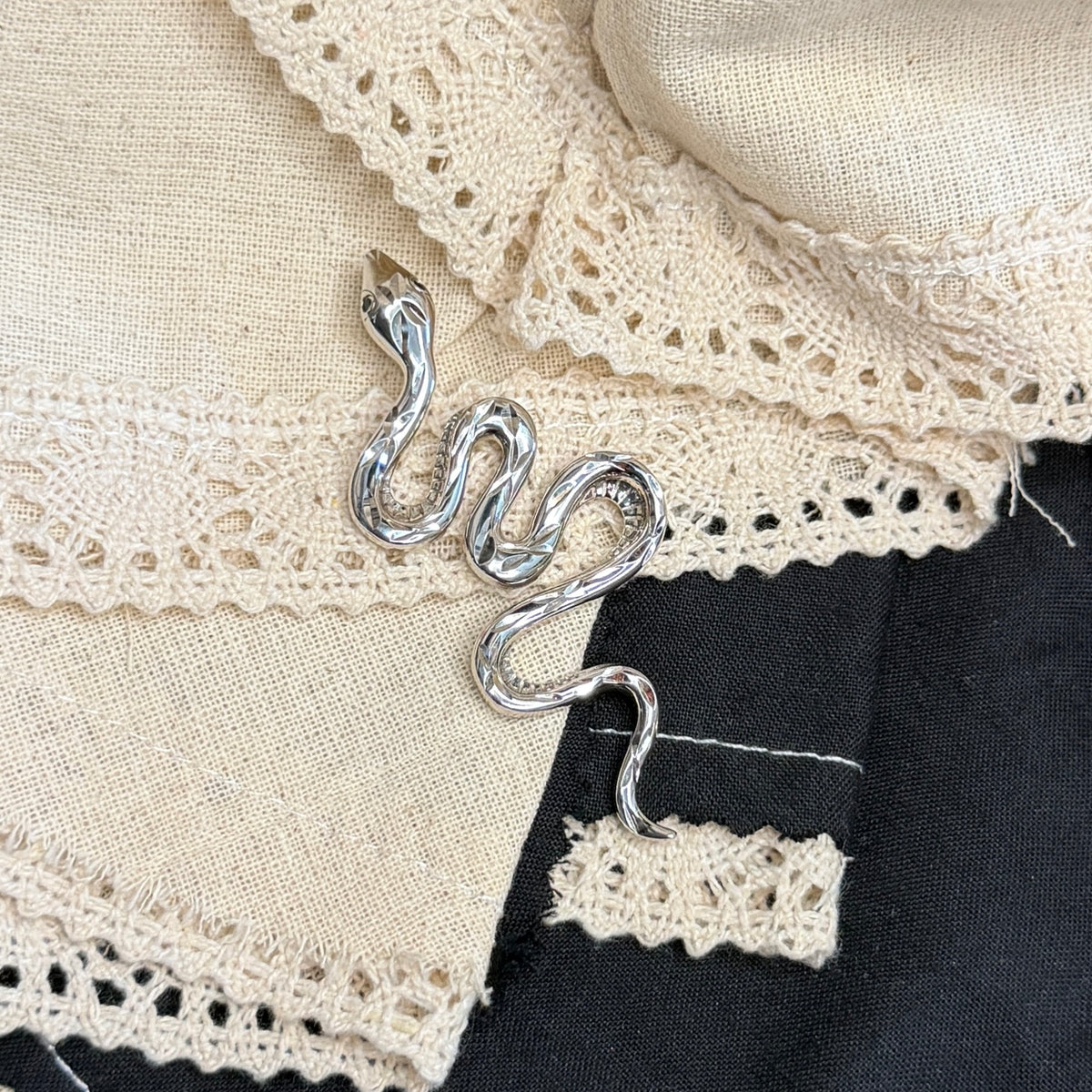 Dreamy Sterling Silver Chunky Textured Snake Pendant