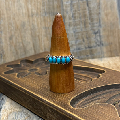 Carolyn Pollack Relios Southwestern Sterling Silver Turquoise Half Band Ring size R 1/2