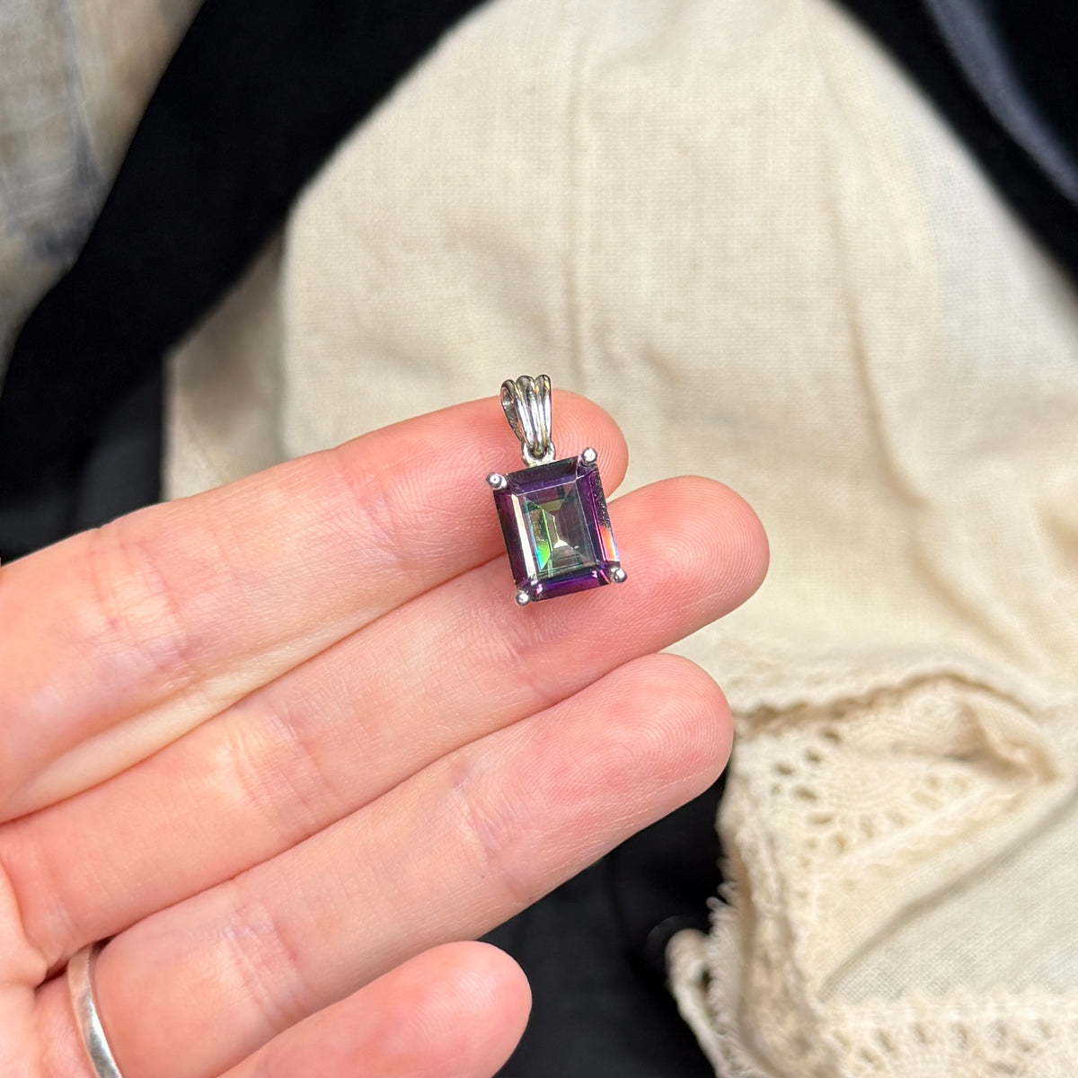 Dreamy Sterling Silver Ornate Mystic Topaz Pendant
