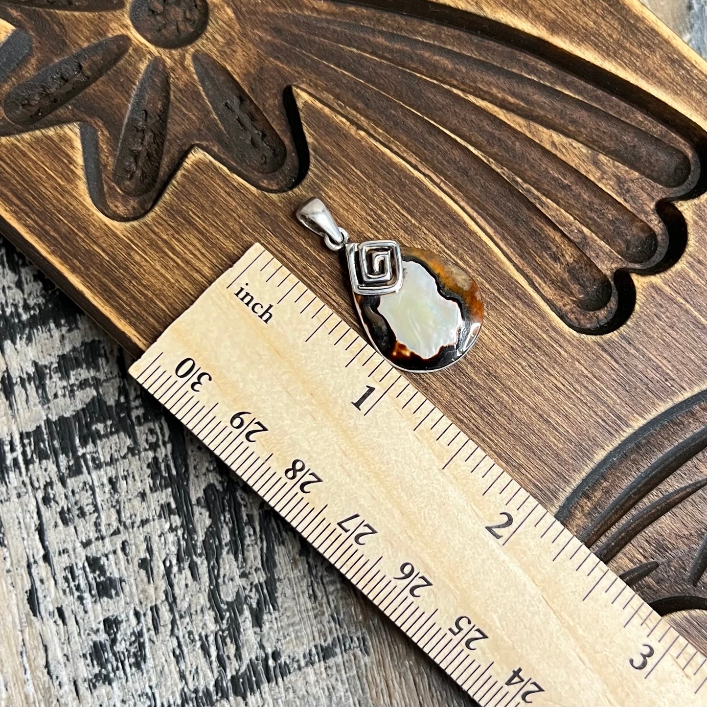Dreamy Sterling Silver Spiral Abalone Boho Style Pendant Charm