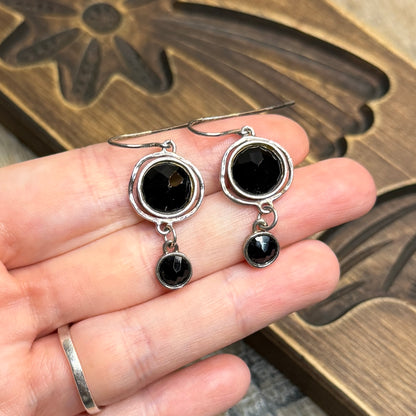Dreamy Designer Sterling Silver Black Onyx Drop Earrings