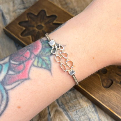 Unusual Modernist Designer Signed Sterling Silver Shaped Woven Bracelet 7 Inch Length
