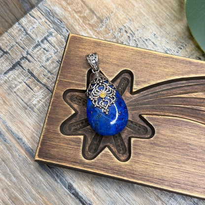 Dreamy Sterling Silver Chunky Doug Paulus Lapis Lazuli with Citrine Pendant