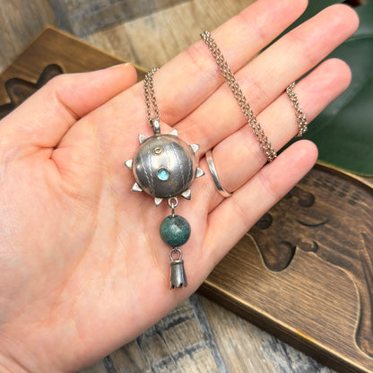 Celestial Designer Sterling Silver Sun Drop Pendant Necklace