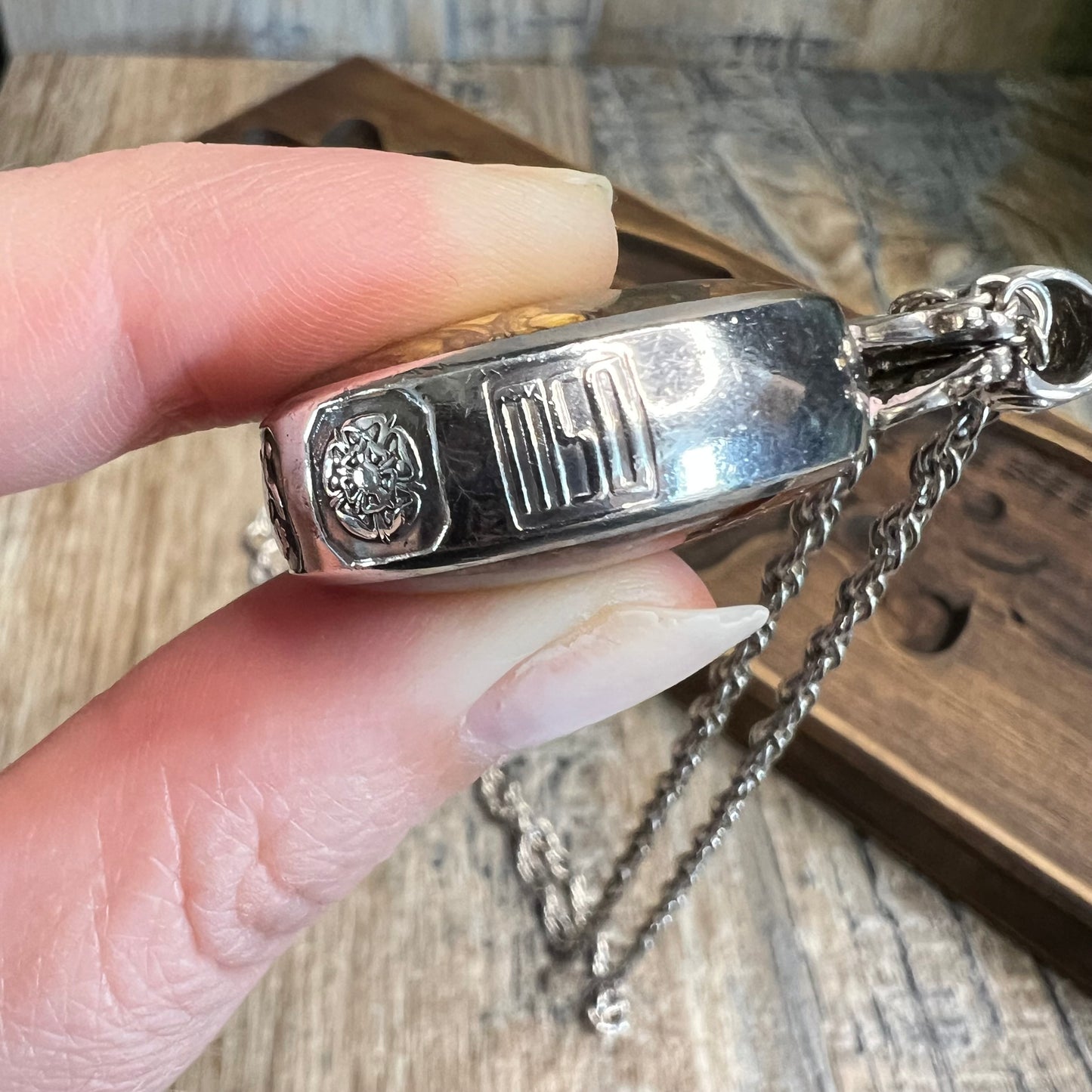 Vintage David Scott Walker Sheffield 1985 Hallmark Heavy Double Fob Pendant Necklace