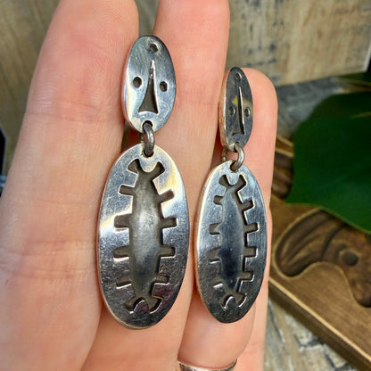 Chunky Abstract Sterling Silver Modernist Earrings