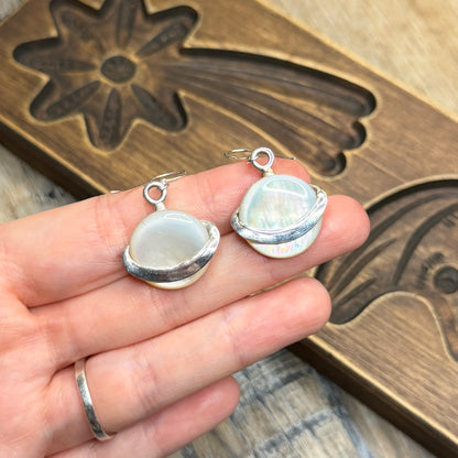 Whimsy Sterling Silver Mother Of Pearl Planet Earrings