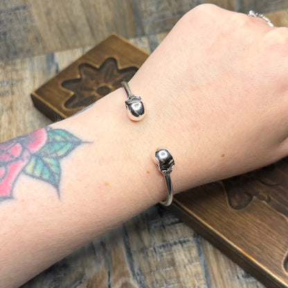 Thomas Sabo Designer Sterling Silver Double Skull Cuff Bangle Bracelet