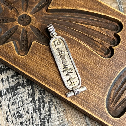Vintage Eqyptian Chunky Solid Sterling Silver Cartouche Pendant