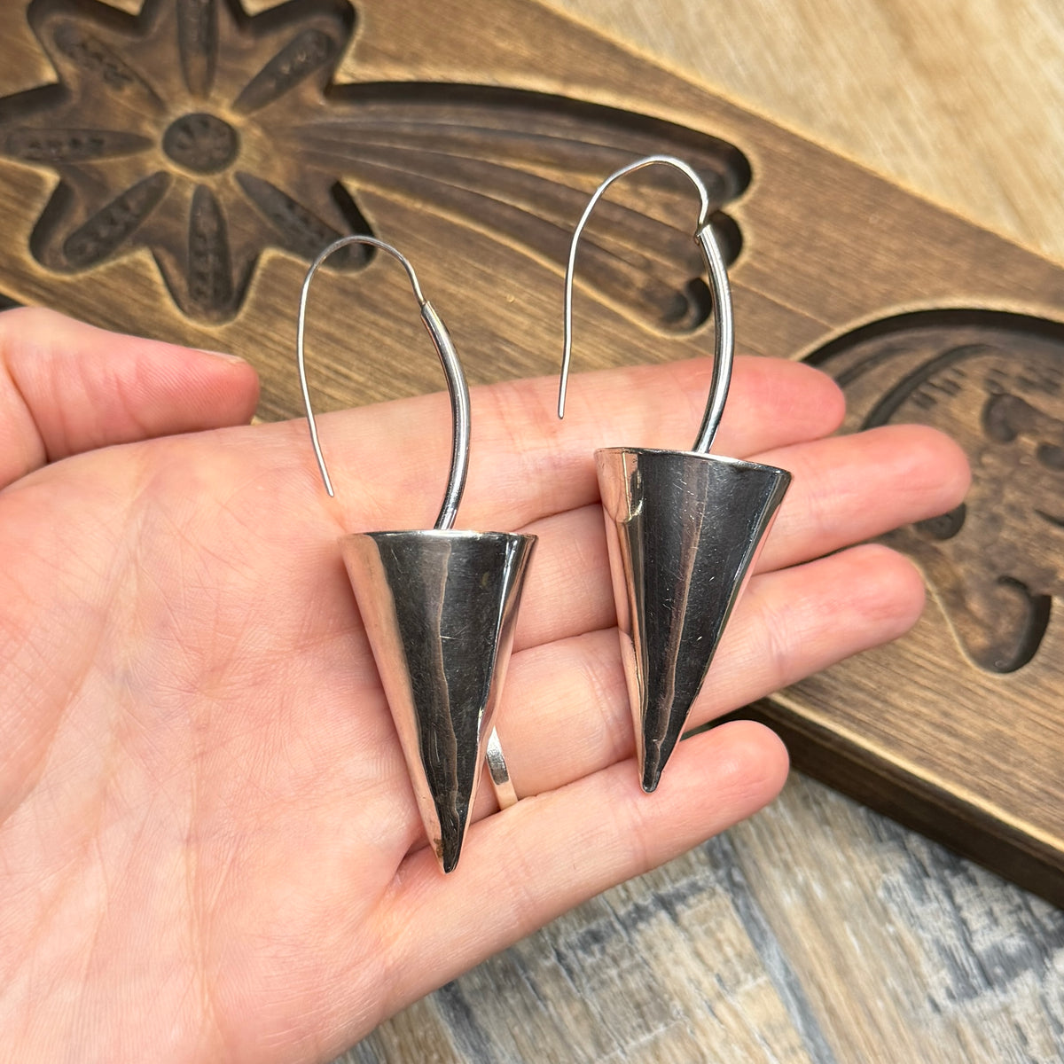 Stunning Sterling Silver Inverted Cone Statement Earrings
