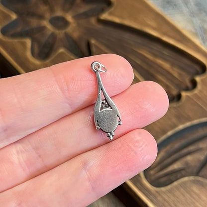 Vintage Sterling Silver Ornate Miniature Inlaid Ying Yang Pendant Charm