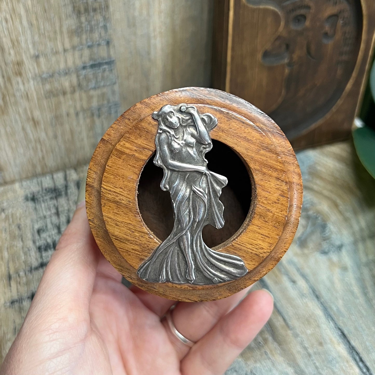 Art Nouveau Style Wooden Keepsake / Trinket Box Curio