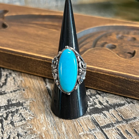 Carolyn Pollack Relios Southwestern Sterling Silver Sleeping Beauty Turquoise Ring Size N