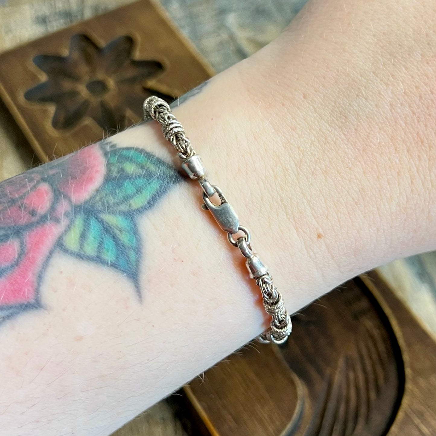 Sterling Silver Byzantine Weave Bracelet 7 1/2 Length