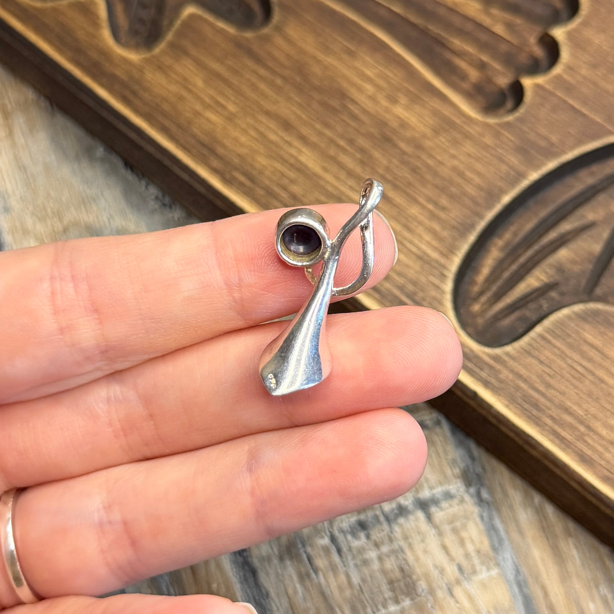 Dreamy Sterling Silver Organic Shaped Peacock Pearl Pendant