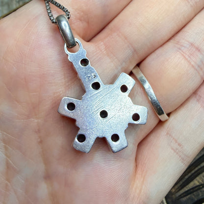 Dreamy Sterling Silver Garnet Starburst Pendant Necklace