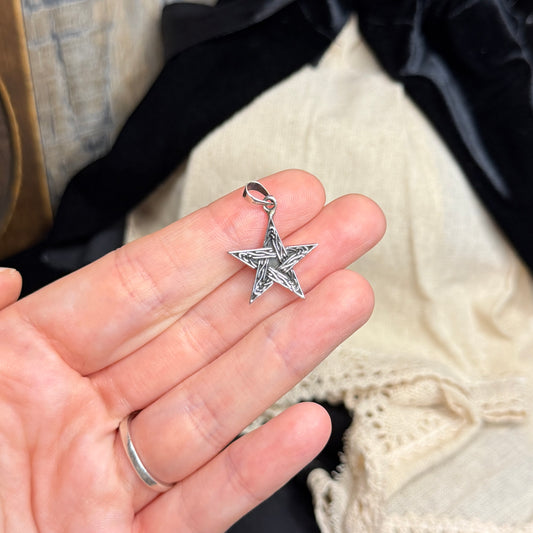 Celestial Sterling Silver Woven Textured Star Pendant