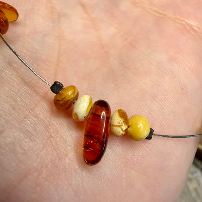 Dreamy Multi Coloured Amber Station Statement Necklace