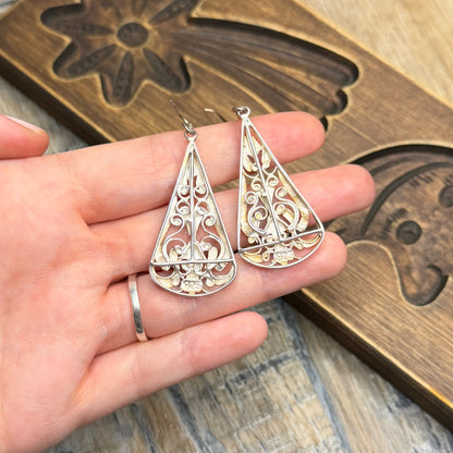Stunning Sterling Silver Chunky Filigree Drop Earrings