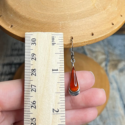 Beautiful Sterling Silver Carnelian Minimalist Drop Earrings