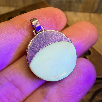 Celestial Sterling Silver Butterscotch Amber Sun / Moon Pendant