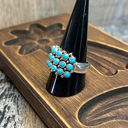 Chunky Designer Doug Paulus India Sleeping Beauty Green Blue Turquoise Ring Size T 1/2