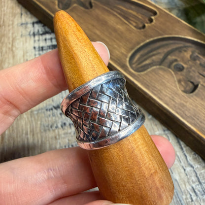 Dreamy Sterling Silver Woven Basket Weave Ring Size O 1/2