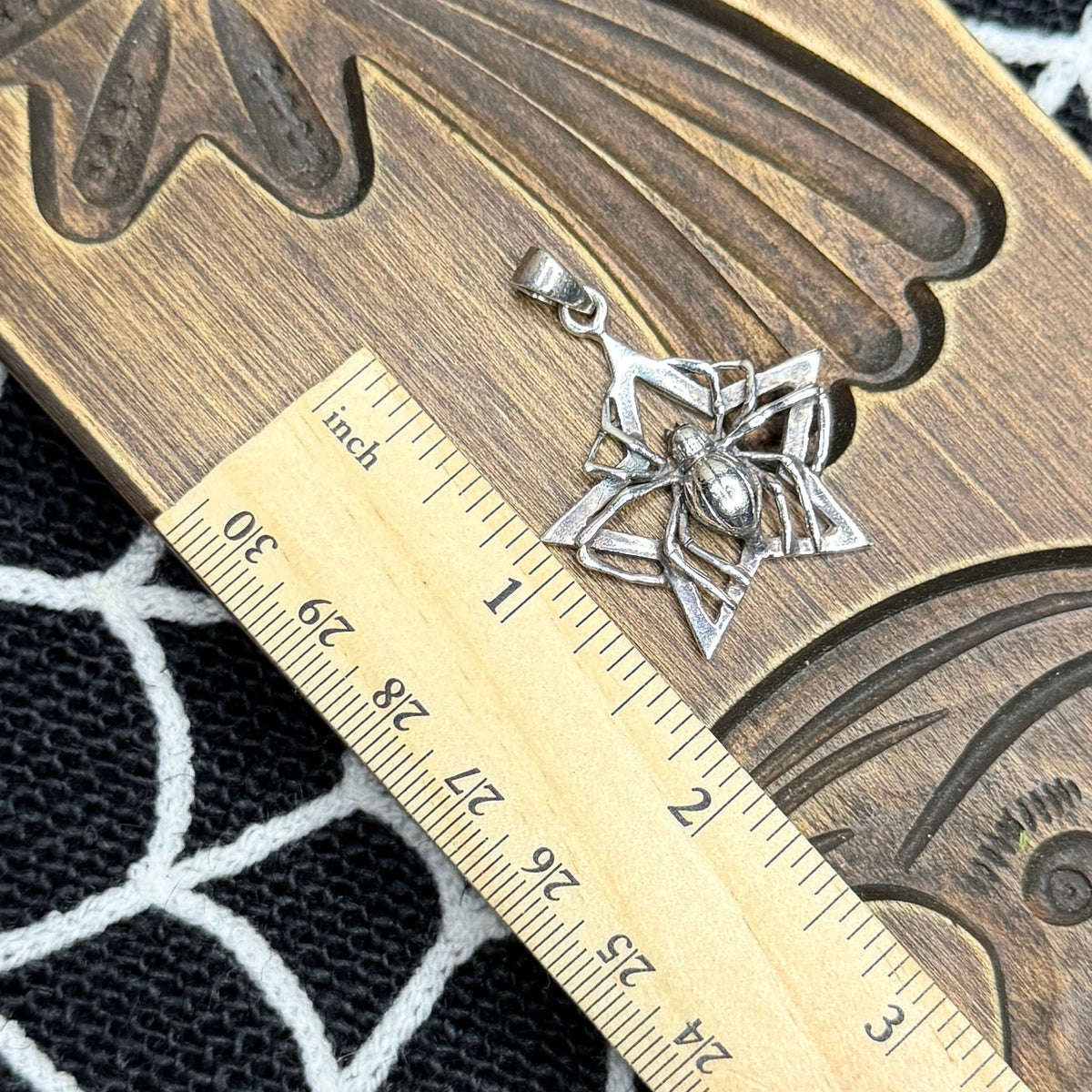 Spooky Sterling Silver Celestial Star Spider Pendant
