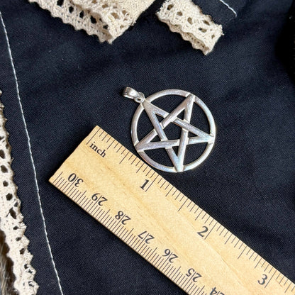 Spooky Sterling Silver Simple Pentacle Pendant