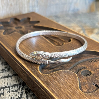 Beautiful Designer Sterling Silver Snake Serpent Ornate Cuff Bangle