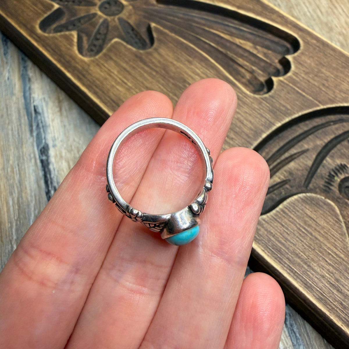 Carolyn Pollack Relios Southwestern Sterling Silver Turquoise Ornate Ring Different Sizes