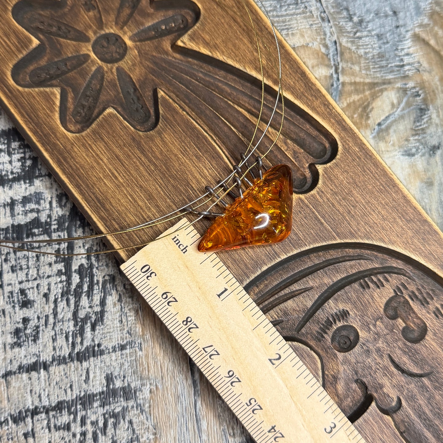 Whimsy Abstract Amber Nugget Statement Necklace with Sterling Fittings