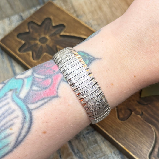 Beautiful Sterling Silver Omega Link Chunky Bracelet 7 1/2 Inch Length