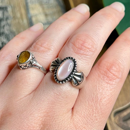 Carolyn Pollack Relios Pink Mother of Pearl Chunky Sterling Silver Ring size O