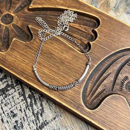 Sterling Silver Bali Tribal Wire Simple Stacking Necklace