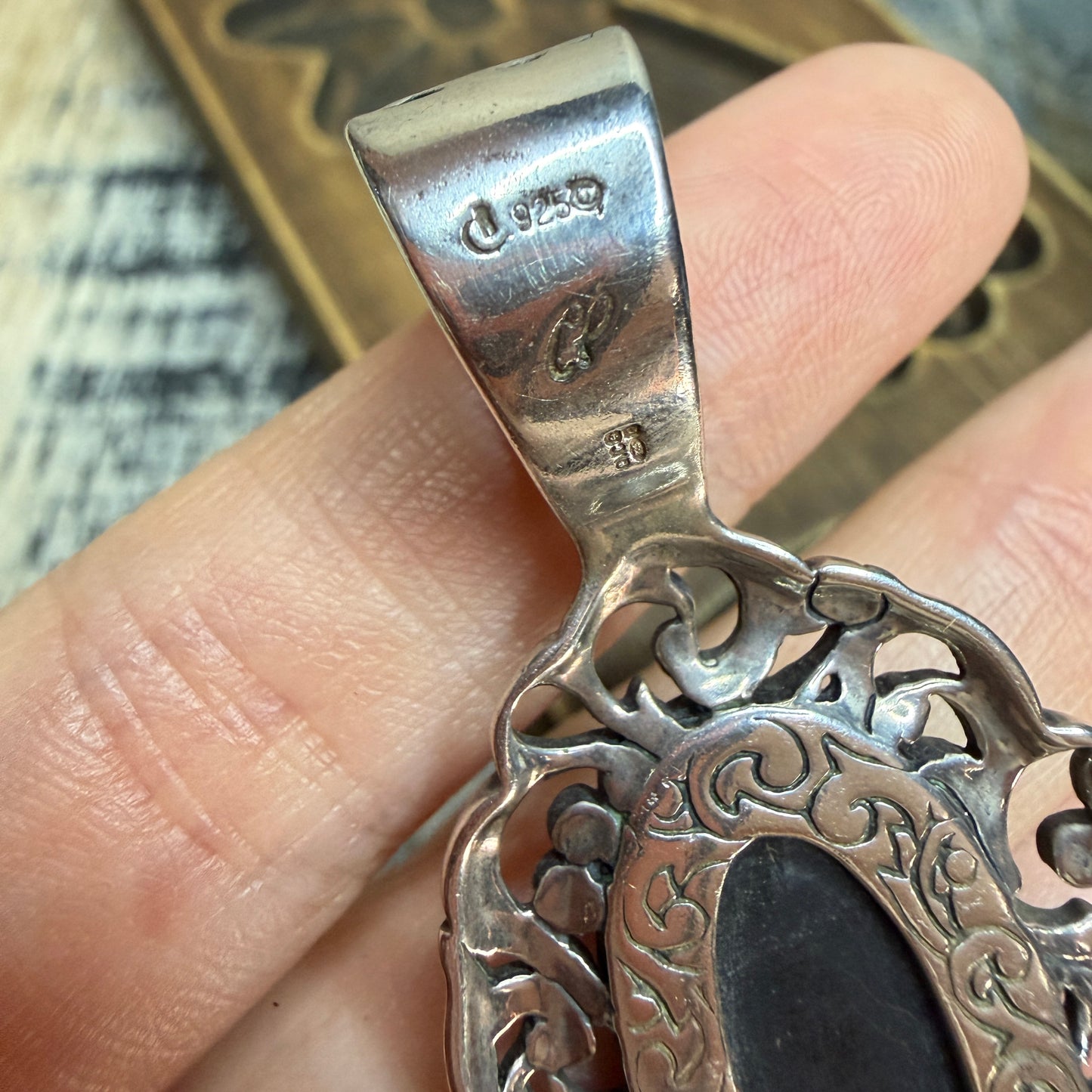 Carolyn Pollack Relios Southwestern Ornate Sterling Silver Floral Gemstone Pendant