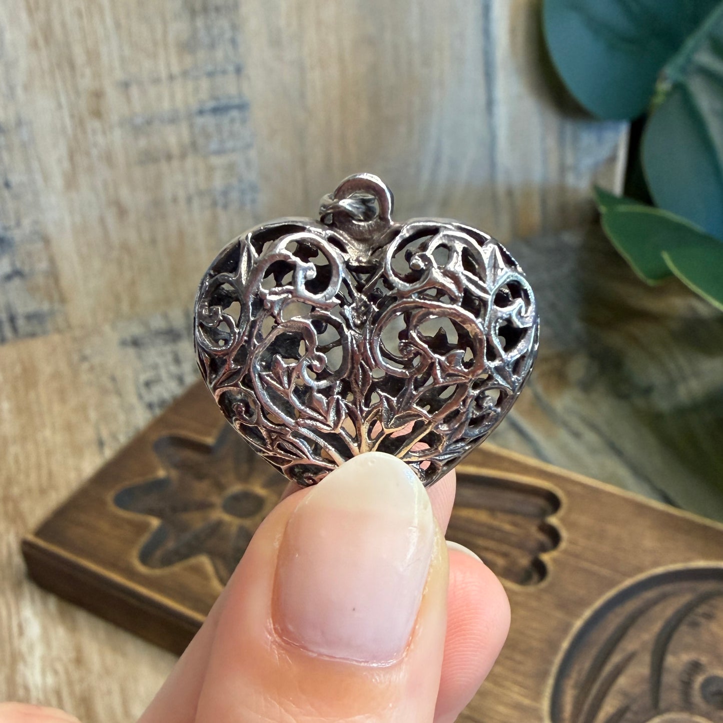 Dreamy Ornate Cut Out Sterling Silver Heart Pendant