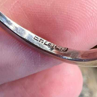 Chunky Modernist Style Sterling Silver Smoky Quartz Birmingham 1983 Hallmark Ring Size L