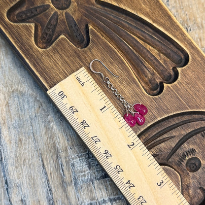 Stunning Sterling Silver Ruby Cluster Drop Earrings